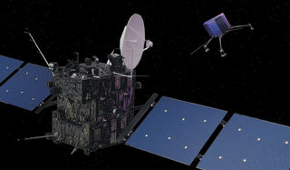 Recreacin artstica de la sonda Rosetta y el mdulo de aterrizaje Philae.